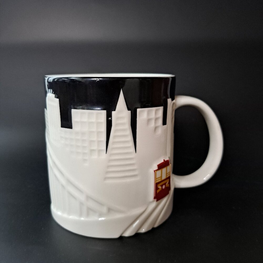 Starbucks Black and White San Francisco City Relief Embossed Mug Skyline - Picture 9 of 10